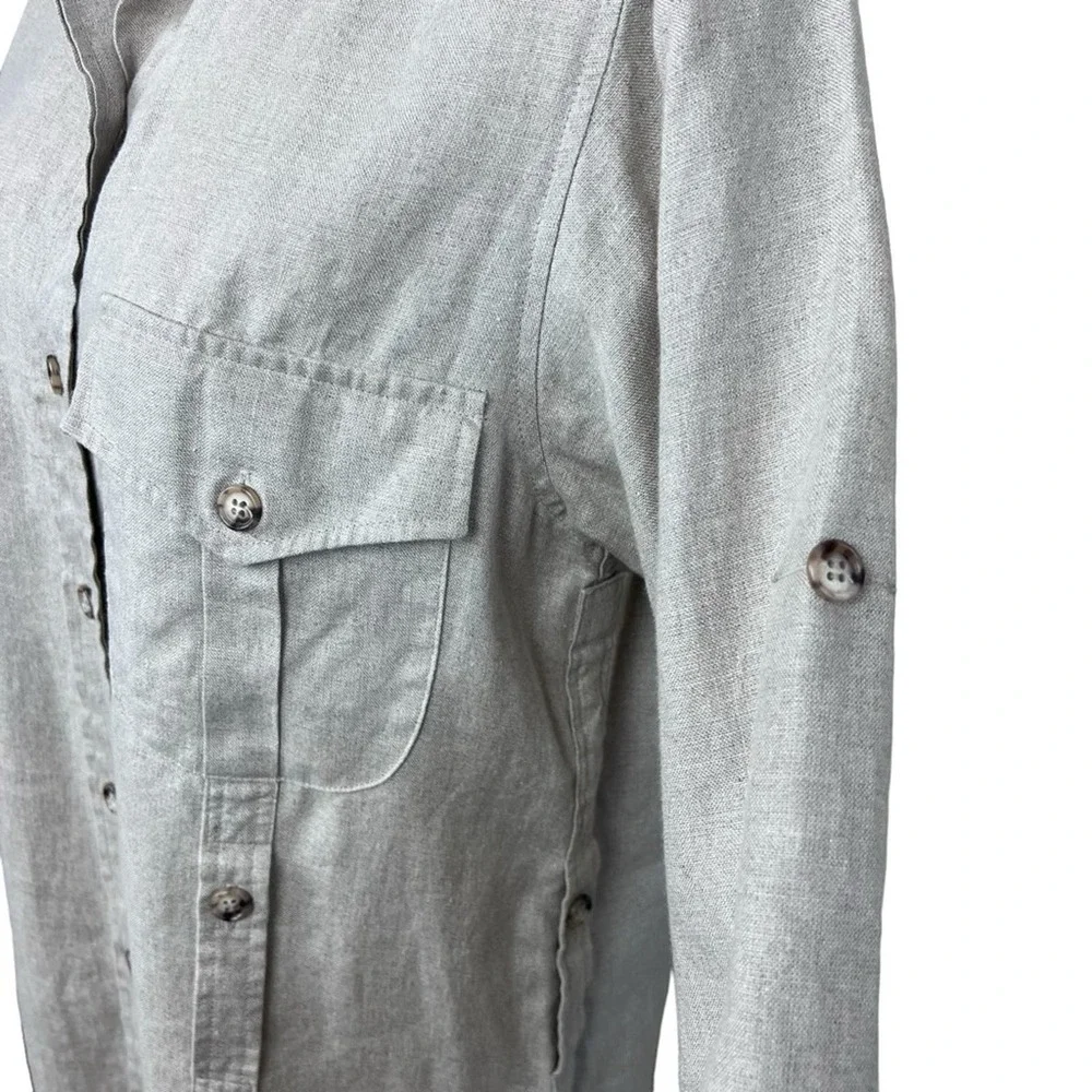 Willis & Geiger Outfitters Safari Shirt Dress Long Khaki Button Front Linen